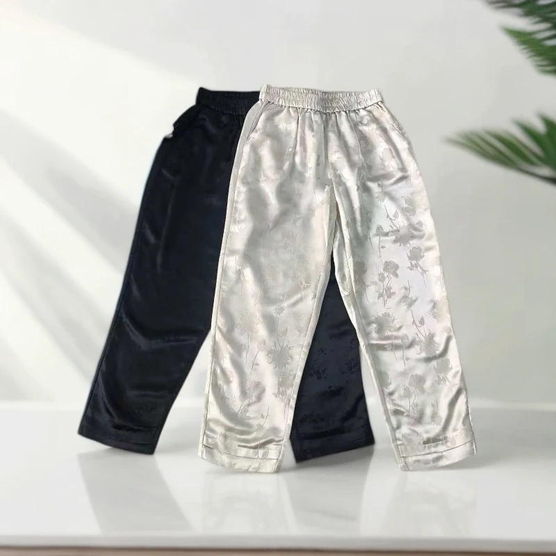 6631新中式提花束脚裤