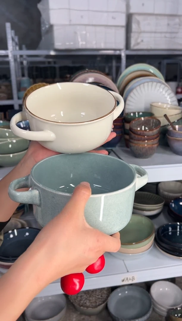 陶瓷外贸尾货瑕疵满20包邮X2 双耳组合