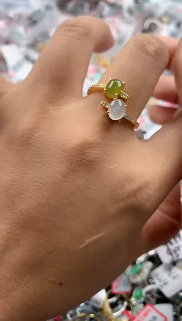 银S925镶嵌戒指翡翠555        5