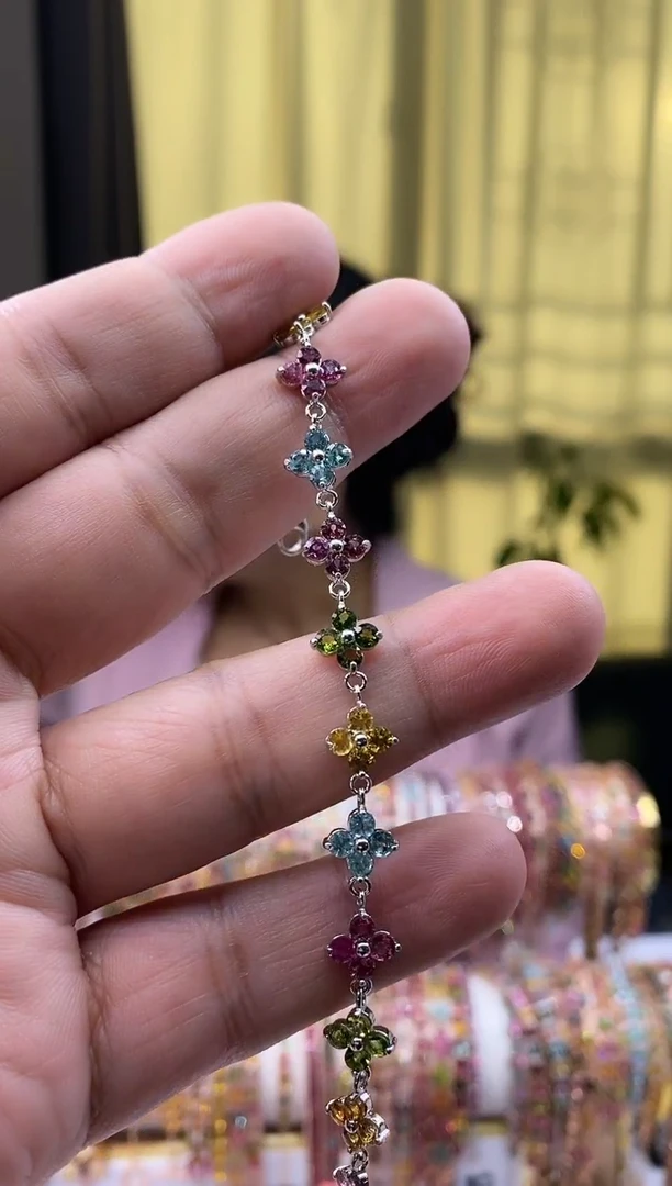 【闪购商品】碧玺手链银S925镶嵌45345354354345345