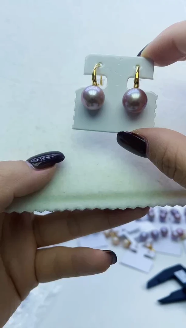 未镶嵌耳饰淡水珍珠紫色系