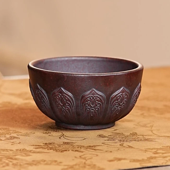 宜兴原矿紫砂石红无相莲台主人小杯茶杯茶具 183