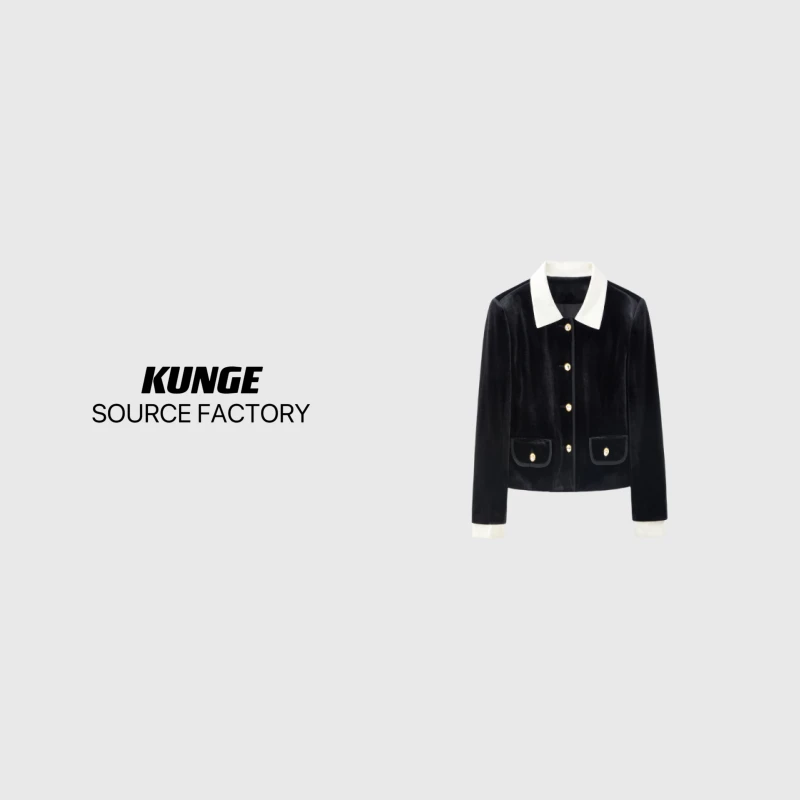 KUNGE 时尚气质黑金西服双排扣高端轻奢女士时尚款西装-8393