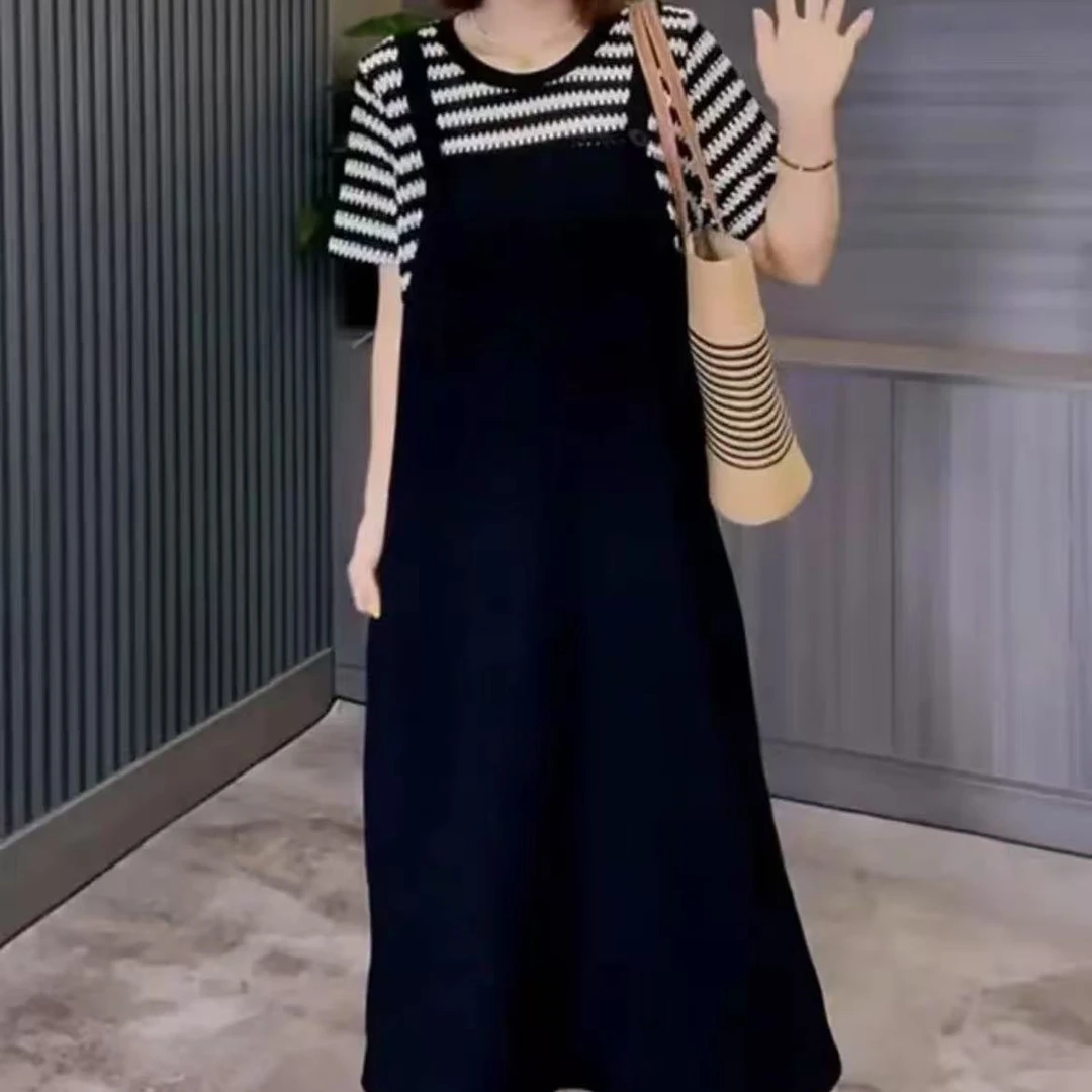 夏季假两件大码宽松时尚气质休闲显瘦连衣裙中长款减龄睡裙