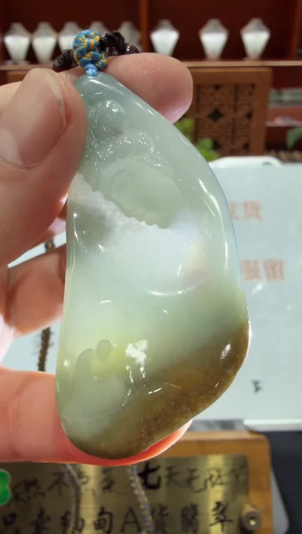 未镶嵌挂件翡翠A货翡翠孤品国雕谢林工