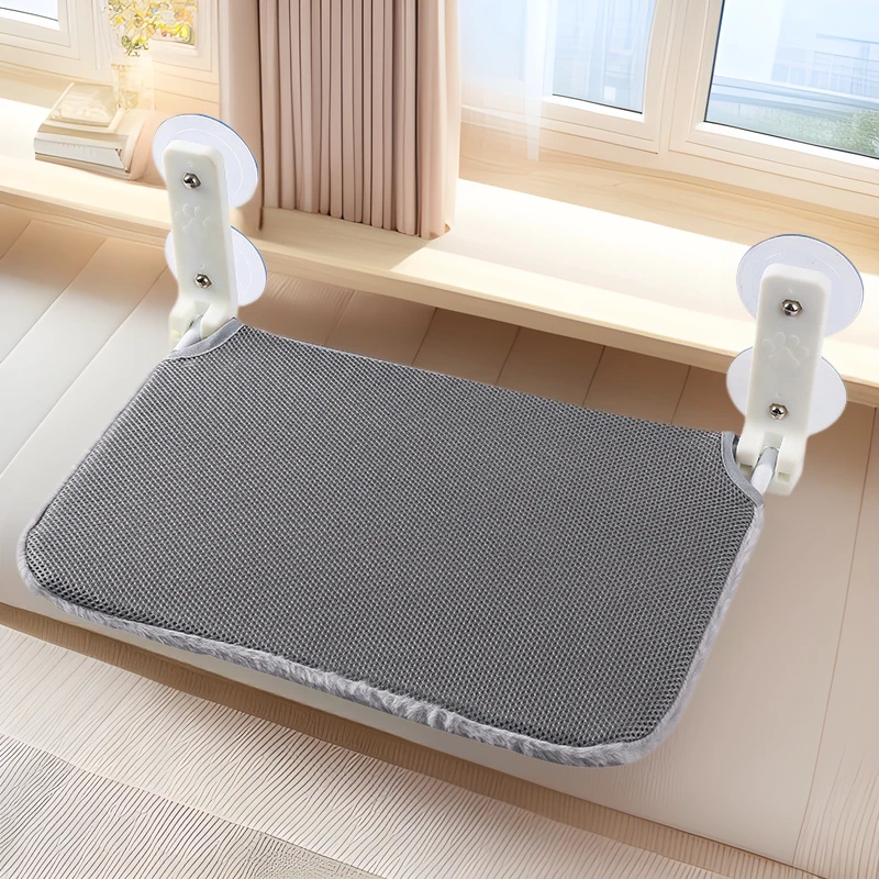 折叠猫吊床双吸盘稳固毛绒网布猫咪窗户墙壁跳台吸盘猫咪吊床耐用