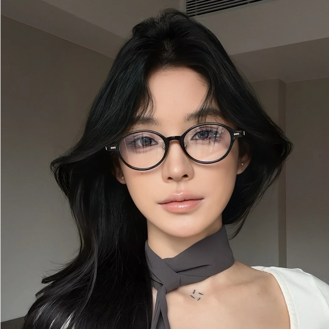 GENIUS MAIDEN复古椭圆书呆子超轻近视可配有度数素颜显脸小眼镜