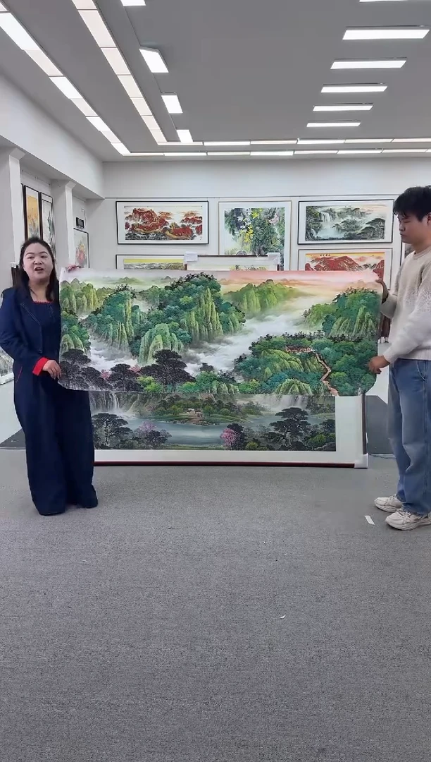 国画手绘   旭日东升   219*88