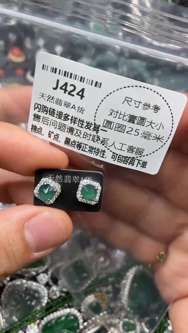 颈饰未镶嵌翡翠J424耳钉