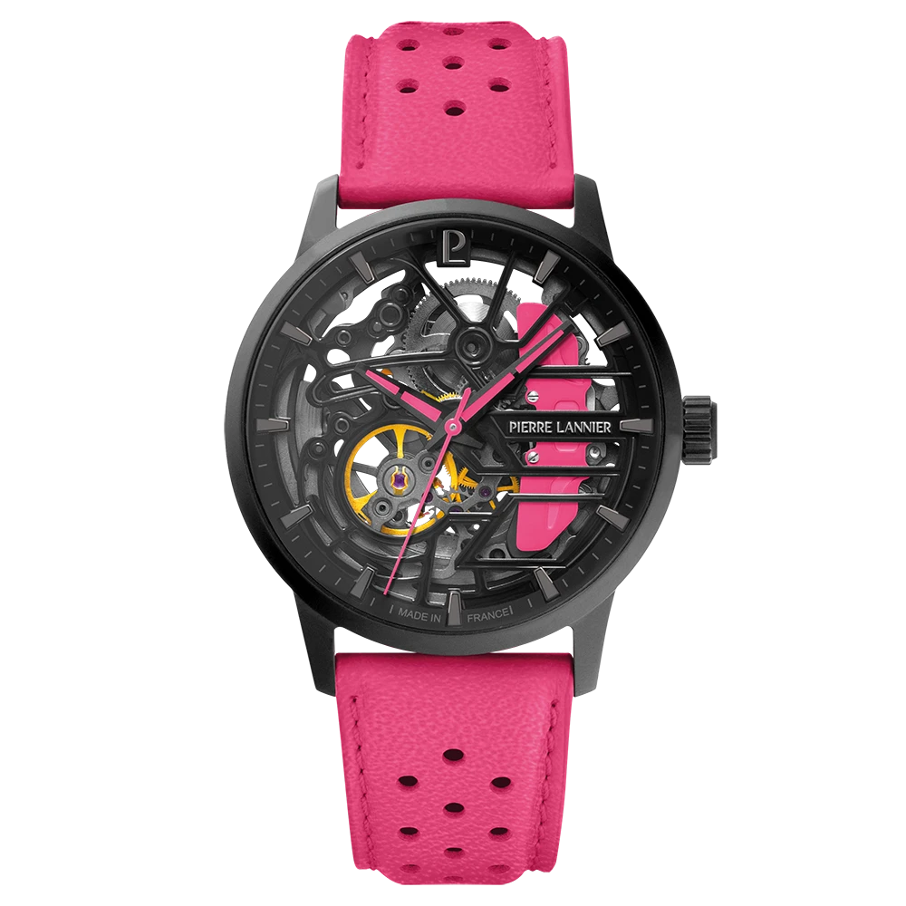 新品法国原装进口连尼亚赛车系列镂空自动机械男女情侣手表礼物