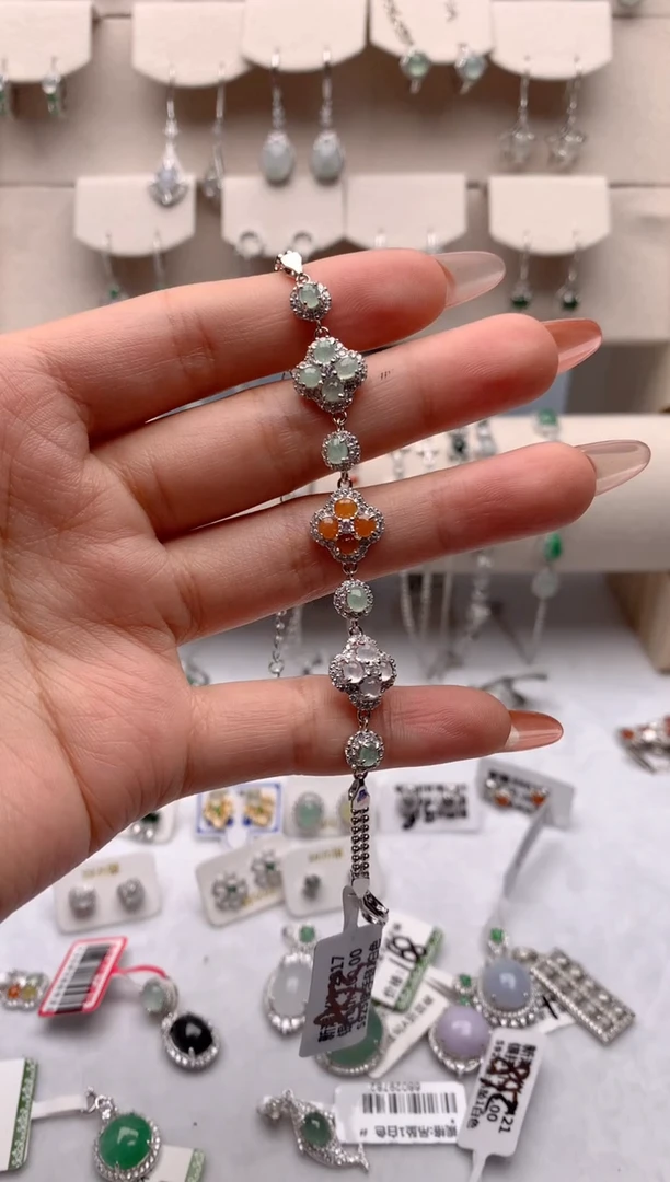 【闪购商品】翡翠手链银S925镶嵌3号