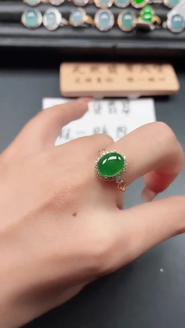 银S925镶嵌戒指翡翠11