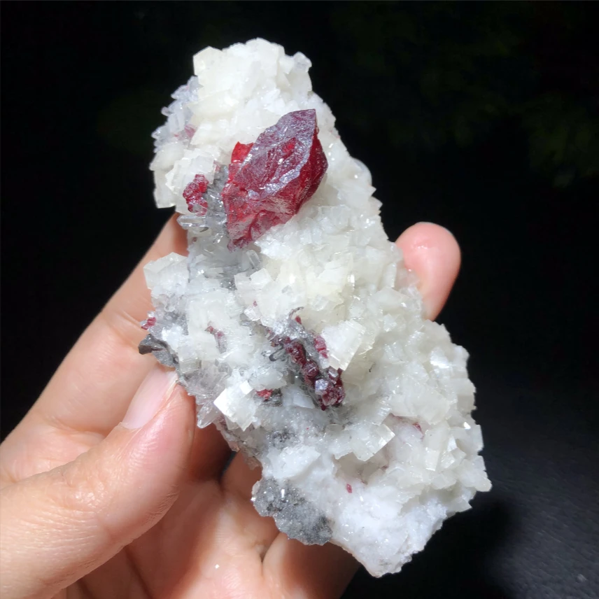 天然辰砂天然朱砂单晶体标本砂六方菱角通透完整保真朱砂