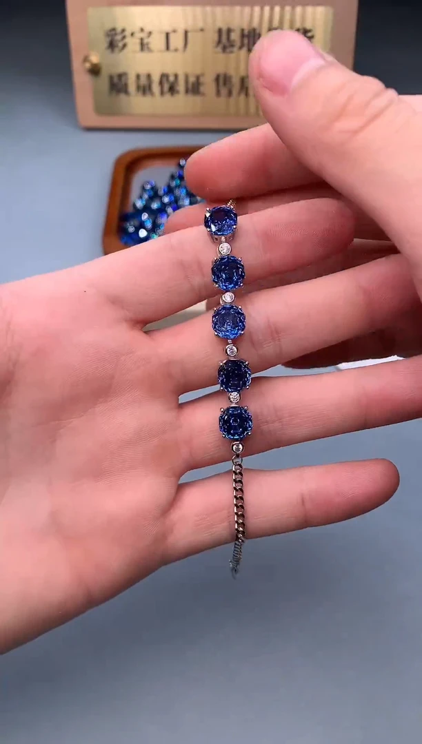 银S925镶嵌托帕石手链2323