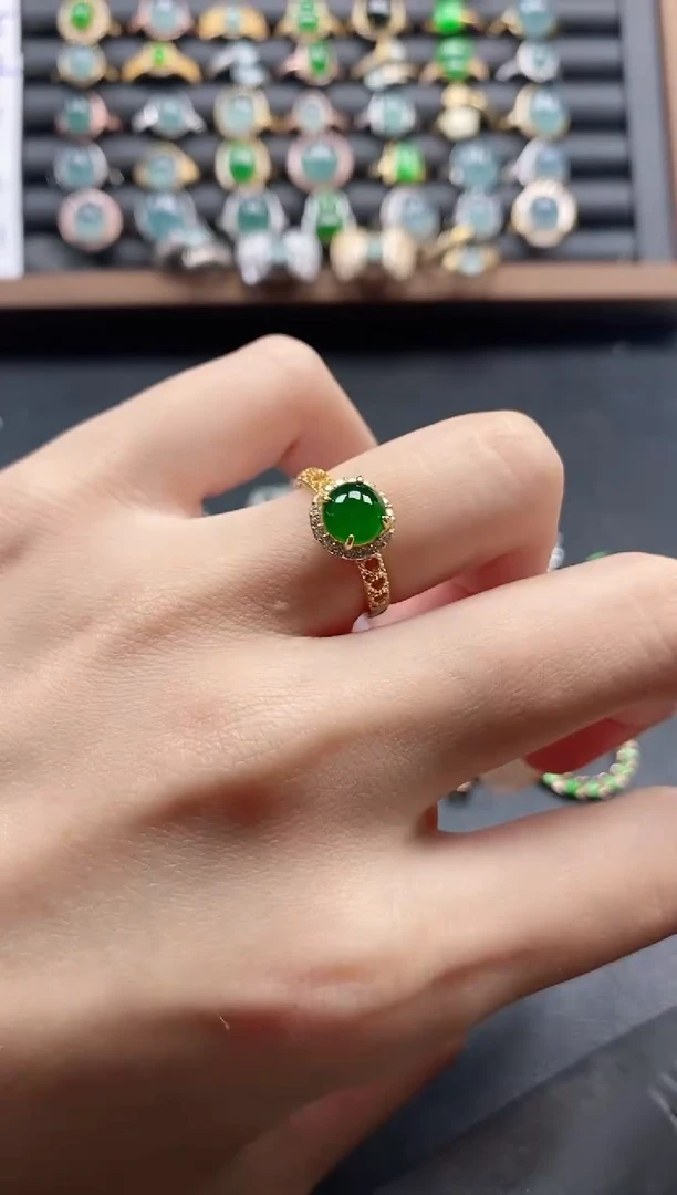 银S925镶嵌戒指翡翠51151