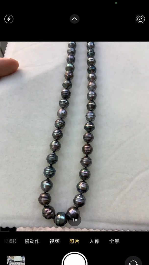 【闪购商品】海水珍珠项链银S925镶嵌大溪地螺纹项链8-11