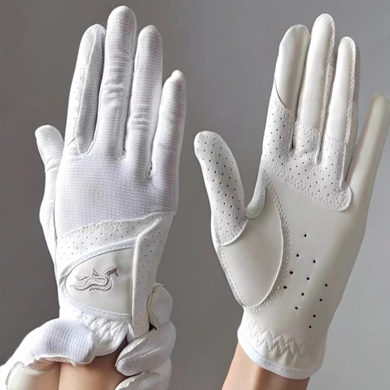 夏季骑马装备手套马术手套白色比赛手套柔软舒适高档薄款超纤