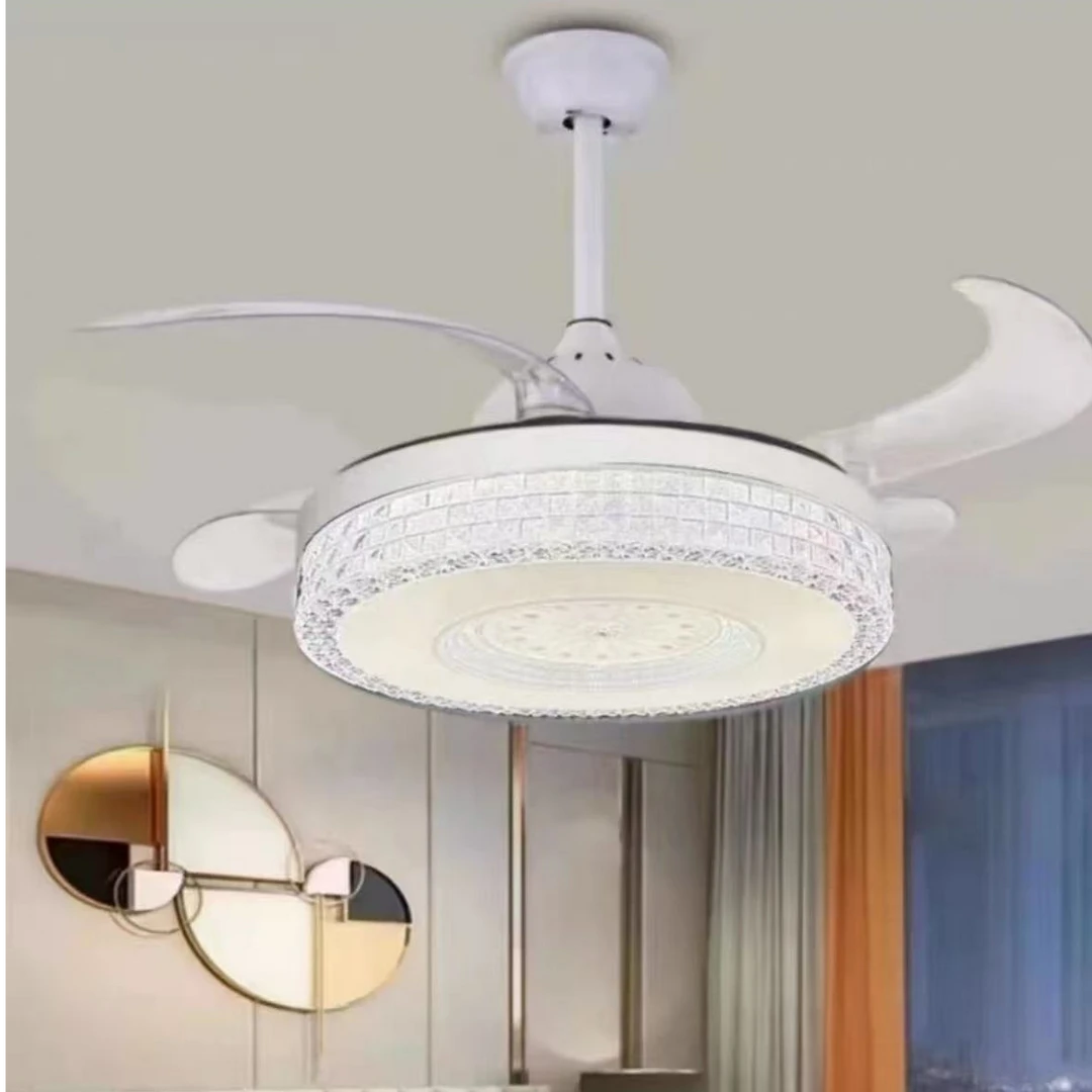 7015新款智能语音隐形风扇灯吊扇灯家用一体餐厅卧室客厅灯带遥控