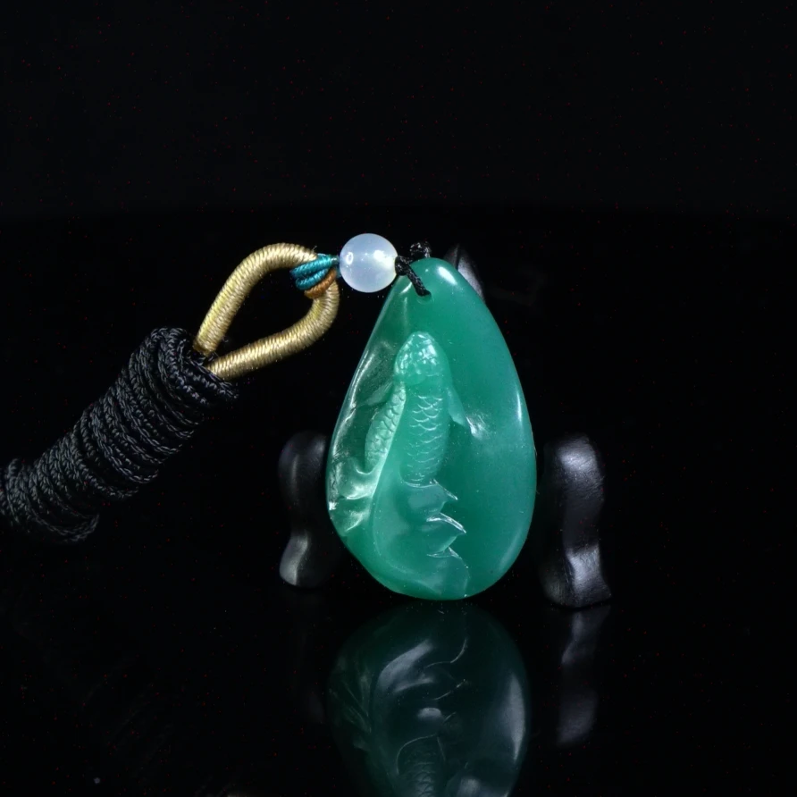 Lot.3.雅安绿年年有余挂件14.4克3.8x2.2x1.3cm