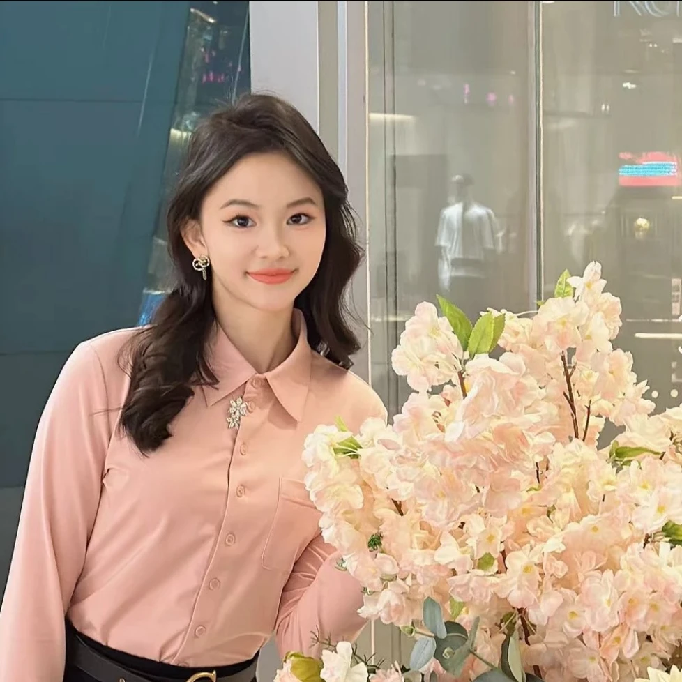 GIRDEAR/哥弟纯色百搭简约小众设计感显瘦长袖浪漫衬衣1300820