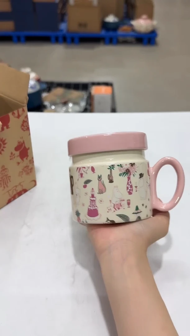 瓷片姆明粉色派对盖杯(含茶滤)