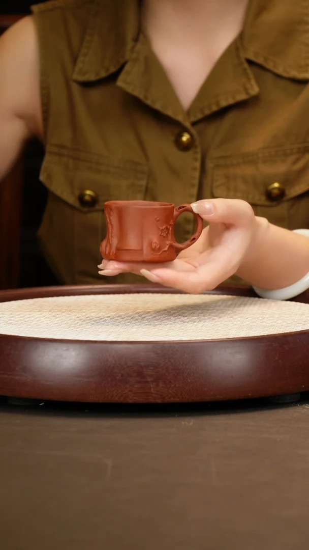 紫砂茶杯清水泥梅桩杯