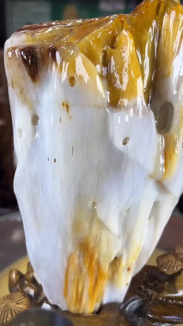 缅甸天然树化玉摆件