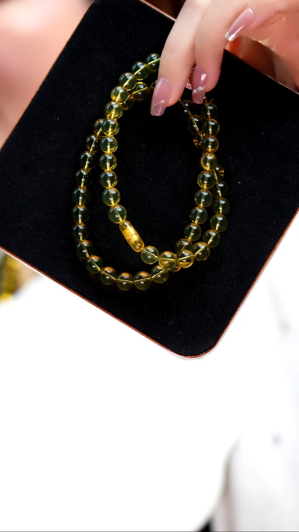 蓝珀颈饰未镶嵌8mm墨西哥蓝珀高蓝妈妈链