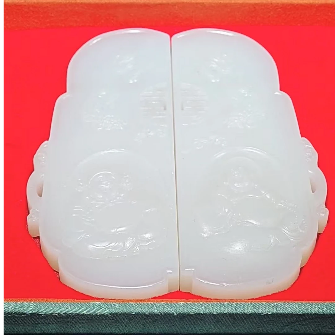 精品高端和田玉羊脂白玉财佛对牌