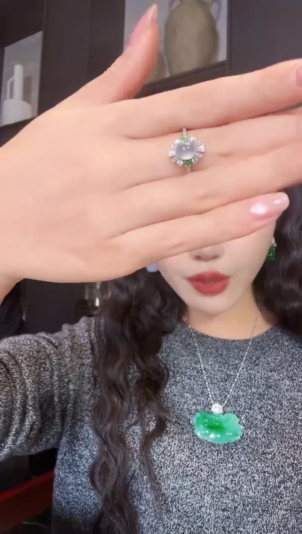 银S925镶嵌戒指翡翠戒指57