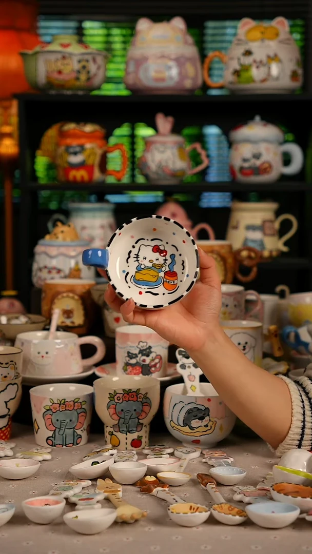 陶瓷无盖款景德镇高温釉下彩纯手绘