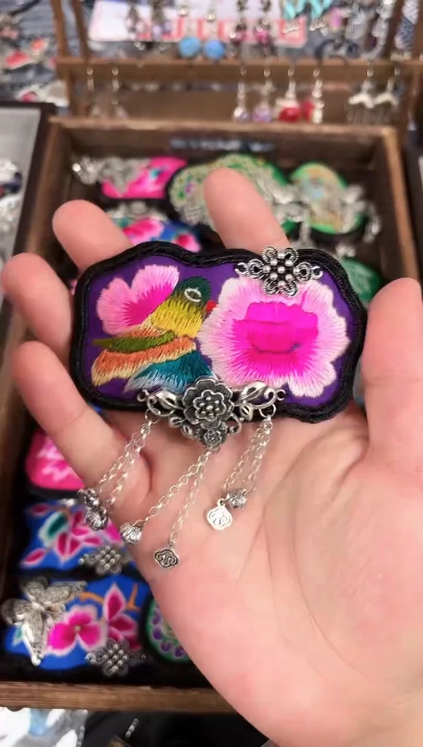 织绣一枝独秀非遗老绣饰品060******