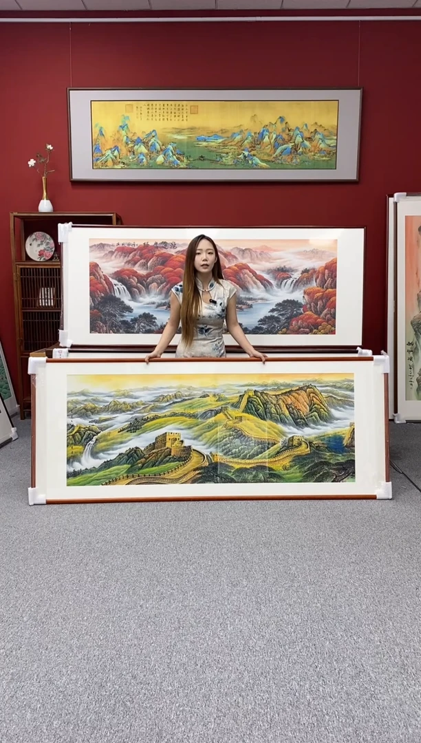 国画手绘 万里长城 219*88