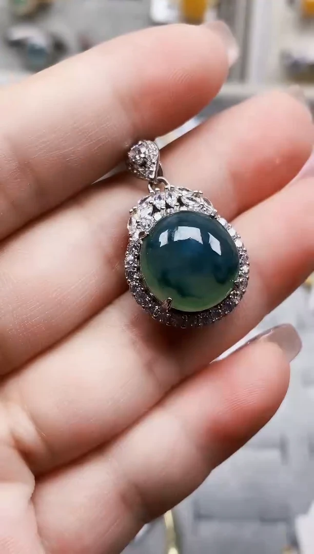 银S925镶嵌戒指翡翠7653