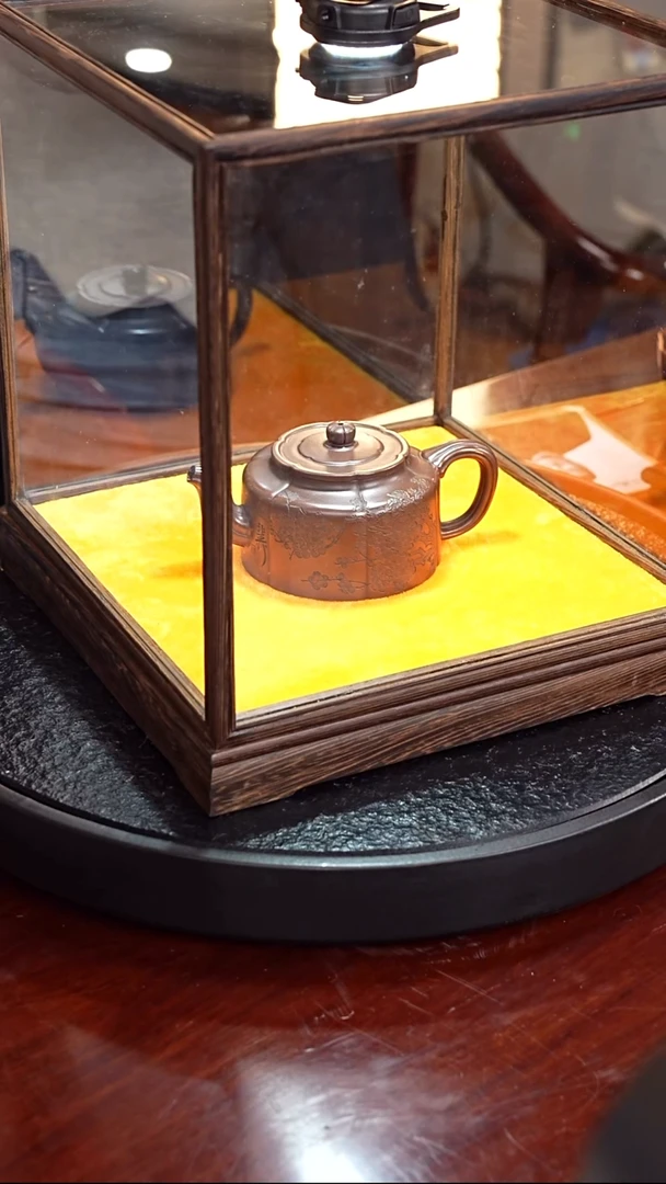 茶壶紫砂邵忠源梅花周盘50紫檀紫泥 180毫升 配花盆谢稚柳陈佩秋