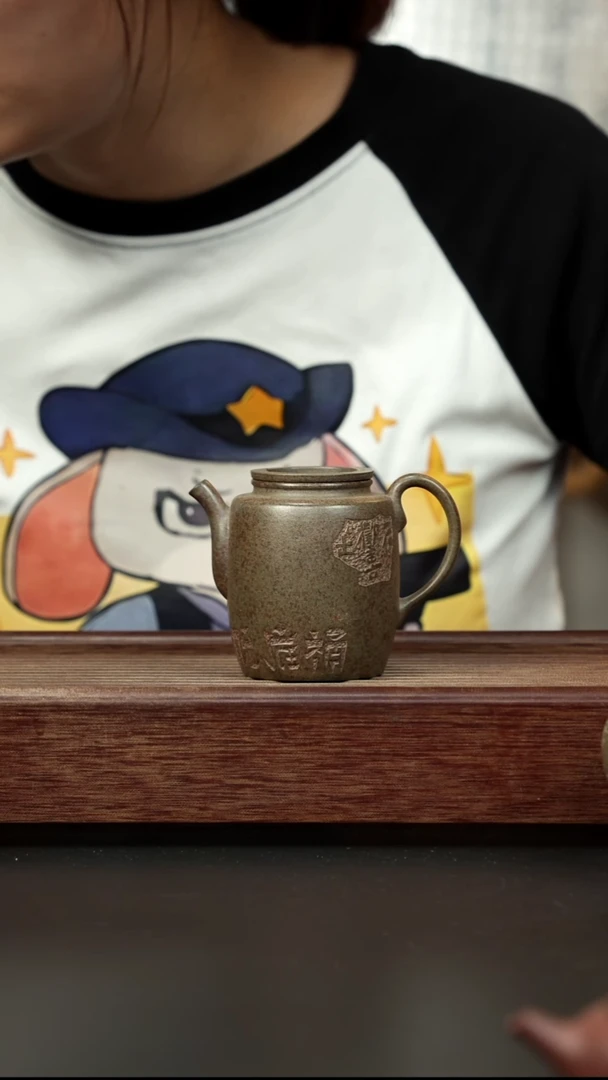 紫砂茶壶青段柴烧 小洋桶
