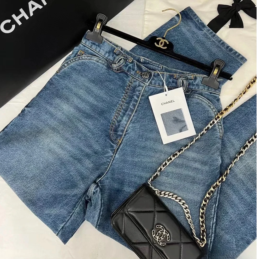 99新 Chanel/香奈儿 24p腰部双C牛仔裤 34码 64腰围 92裤长（改动）