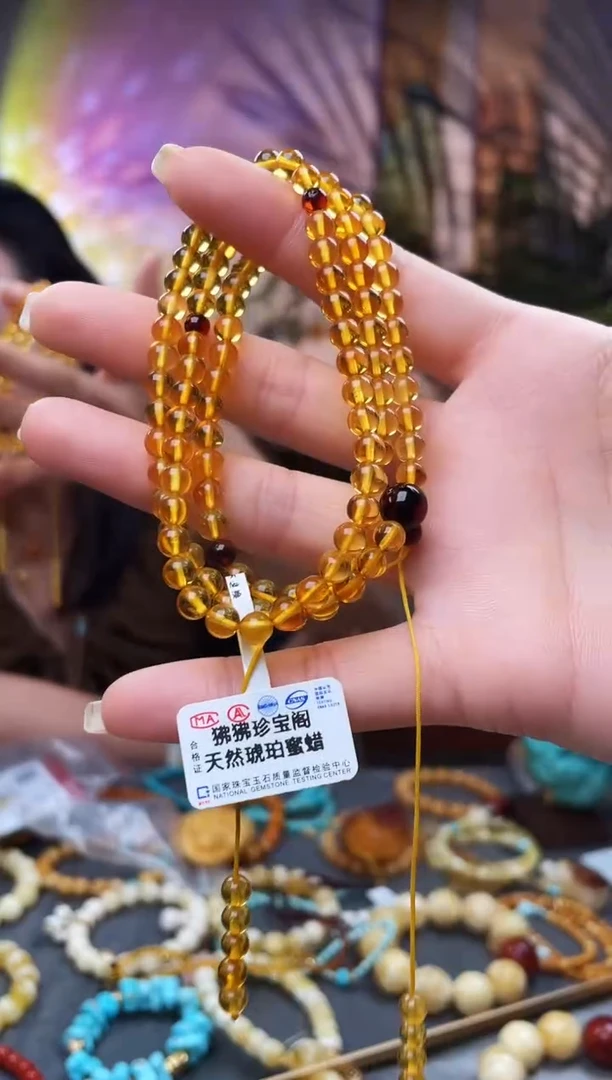 未镶嵌颈饰琥珀福利 彩虹链子