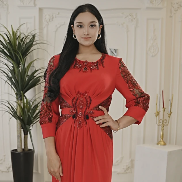 17946 SEHRAN 时尚连衣裙显瘦气质长袖长款收腰优雅