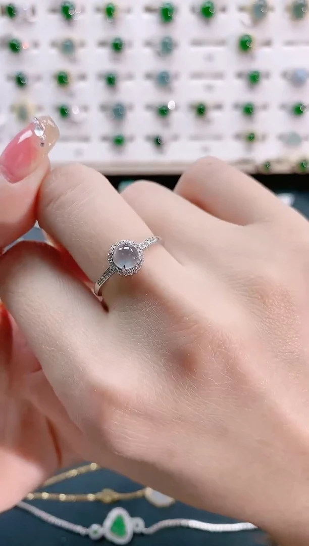 【闪购商品】翡翠戒指银S925镶嵌天然翡翠