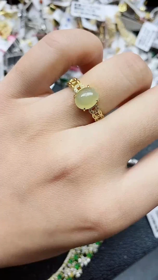 银S925镶嵌戒指翡翠1