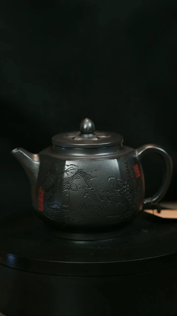 茶壶紫砂究*H2191李小琴鲤鱼六方宫灯