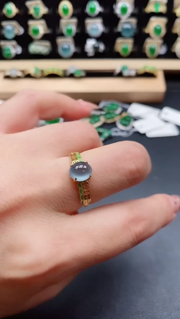 银S925镶嵌戒指翡翠1