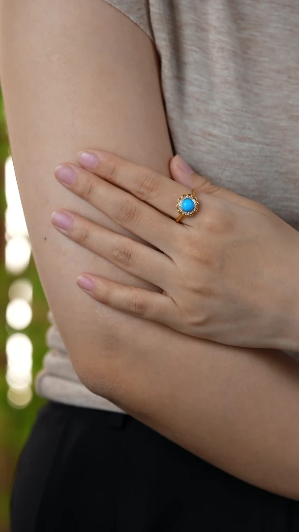 银S925镀金镶嵌绿松石戒指秒拍号25