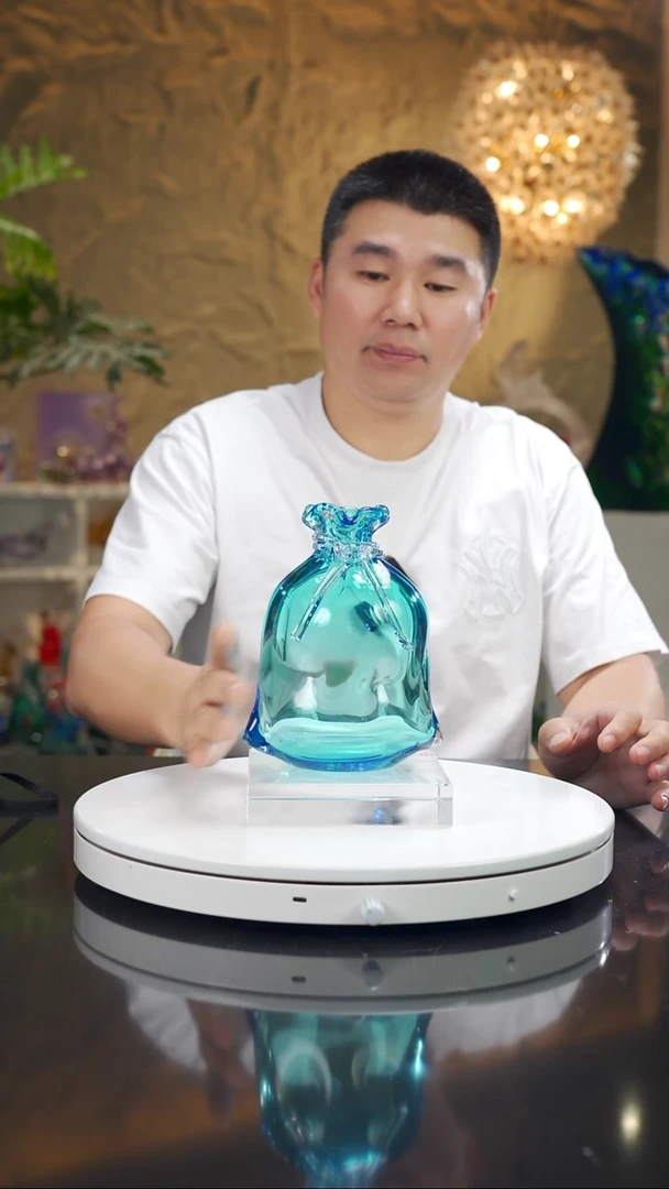 摆件福利天空蓝钱袋花瓶摆件小号