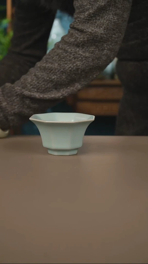 仿古八方杯微暇不开