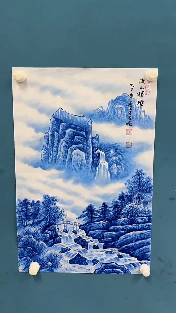 国画10.27-严选-王夫怀-四尺三开青花瓷-C05