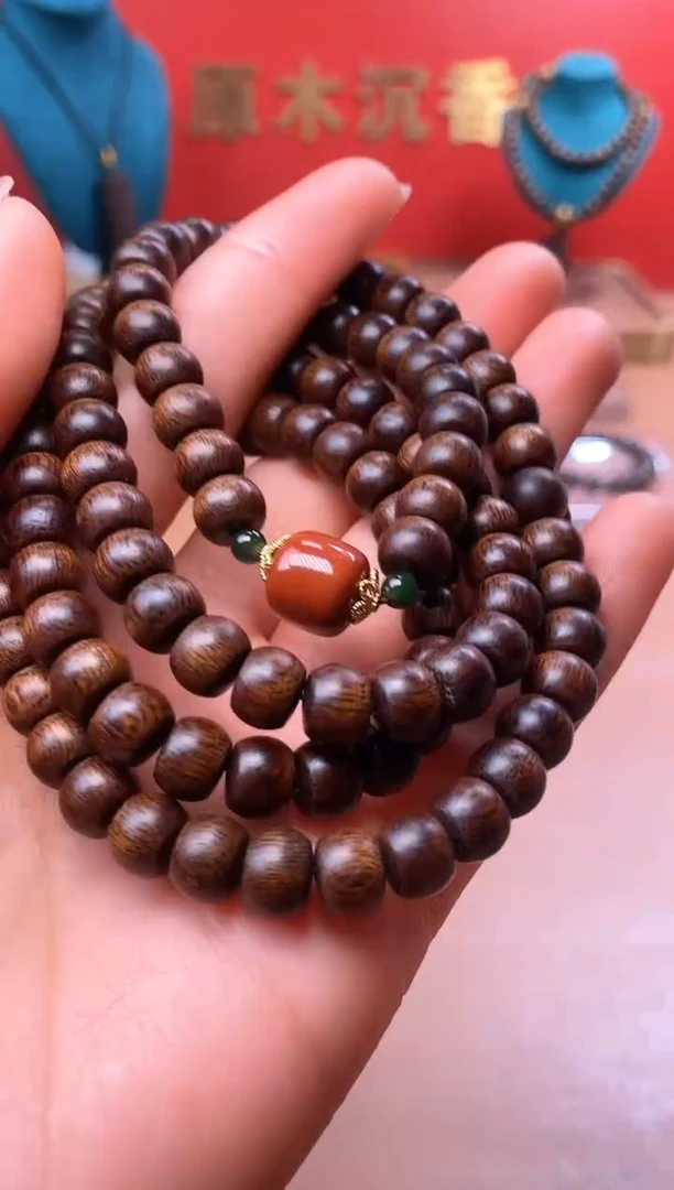 【闪购商品】沉香手串M沉水玉化富森红土6*8*108颗