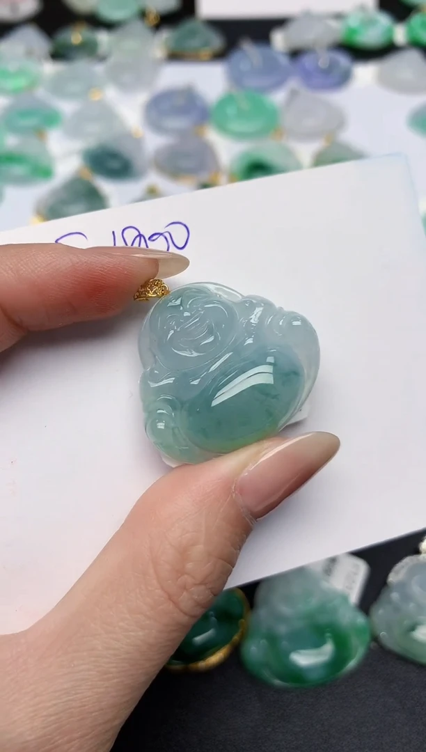 颈饰18K金镶嵌翡翠 天然缅甸A货翡翠百元以上9元证书费自理