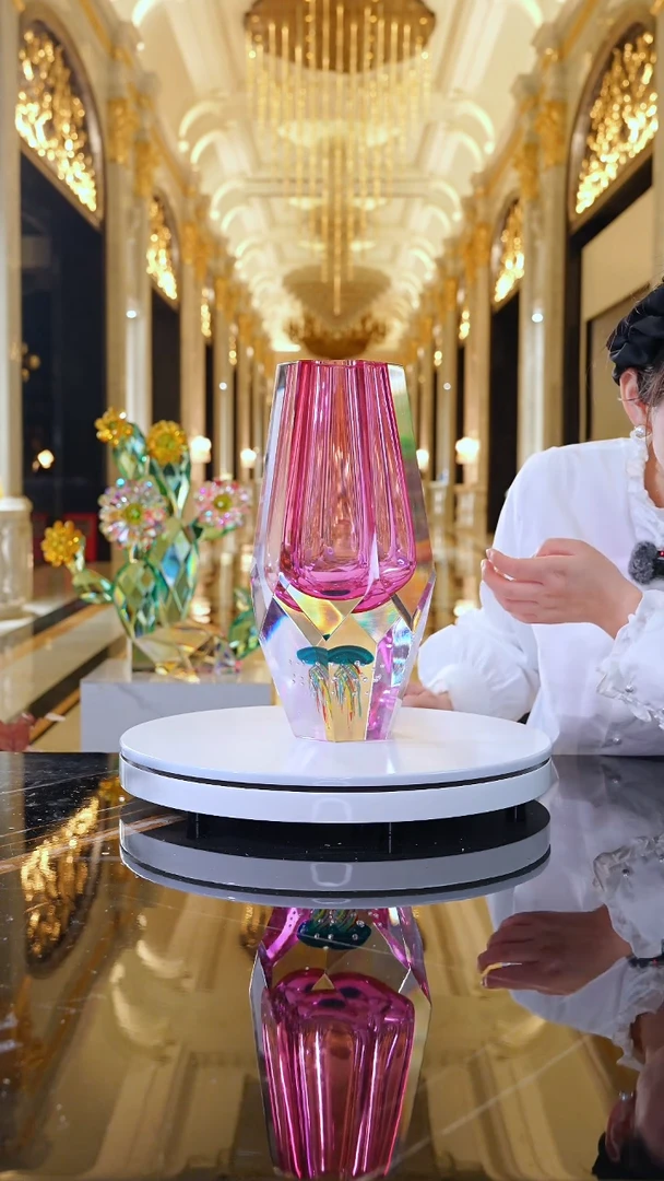 摆件AJ05501金红水母琉璃大花瓶